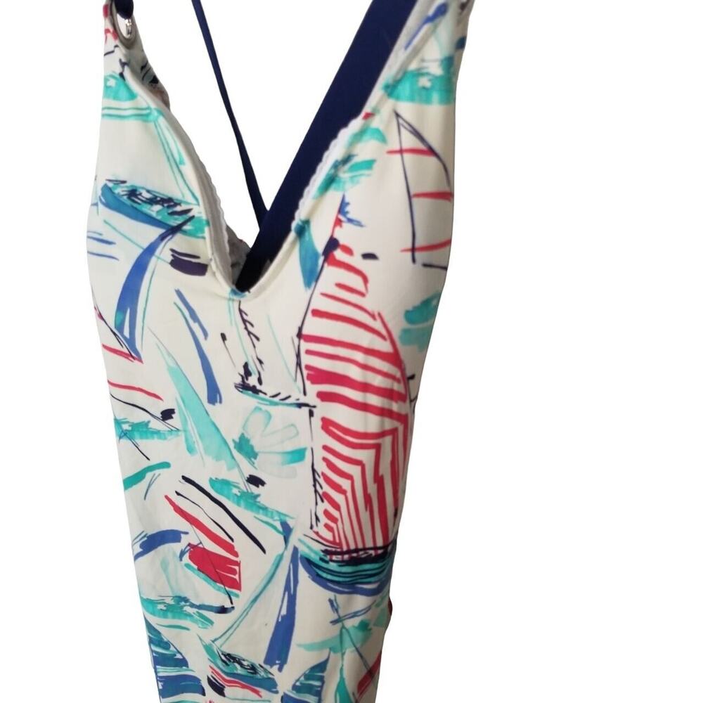 Lauren Ralph Lauren Womens Sailboat Print Bathing Suit Sz 16 One Piece Swimsuit